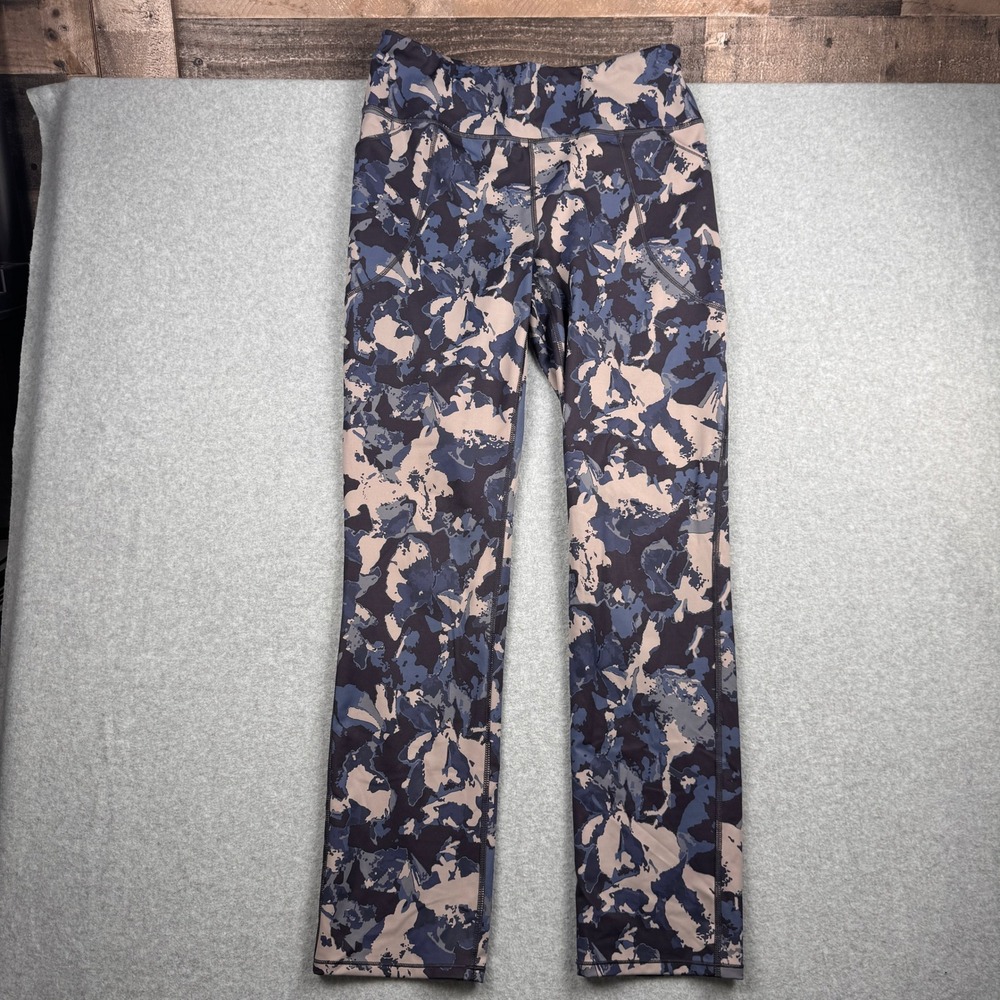 Duluth Trading Pants Womens Large x 31 Blue Camo NoGa Floral Yoga Pocket Pull On
